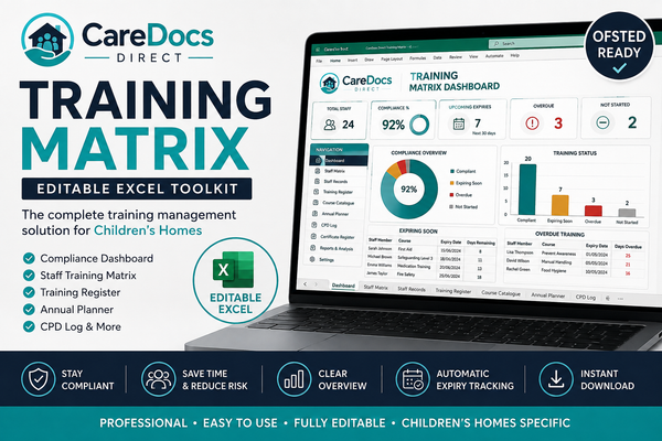 Children's Homes Training Matrix/Editable Excel Compliance Tracker